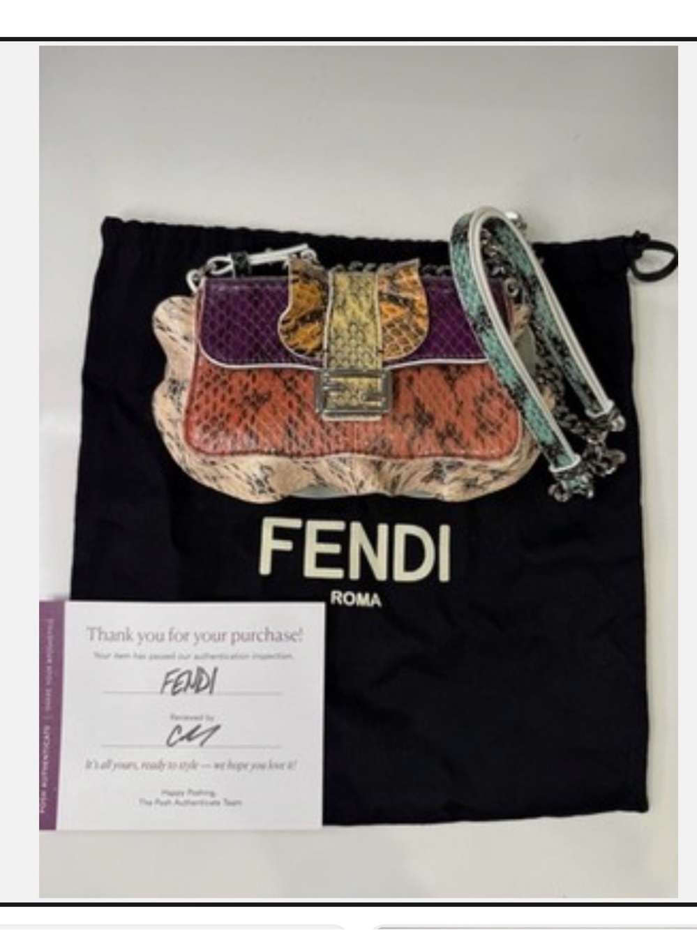 Fendi Microwave Baguette Multicolor Python Crossbody Bag only listing worldwide - Picture 2 of 15